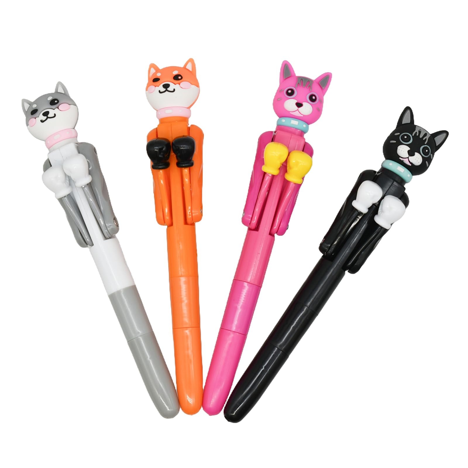 Lopenle 4 PCS Fun Boxing Cat Pens Cool Catty 1 Count (Pack of 4), Multicolor