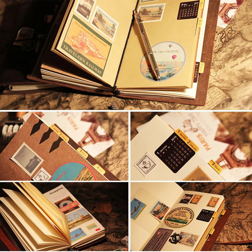 100% Genuine Leather Journal Refillable Travel Notebook Retro DIY Handmade Diary