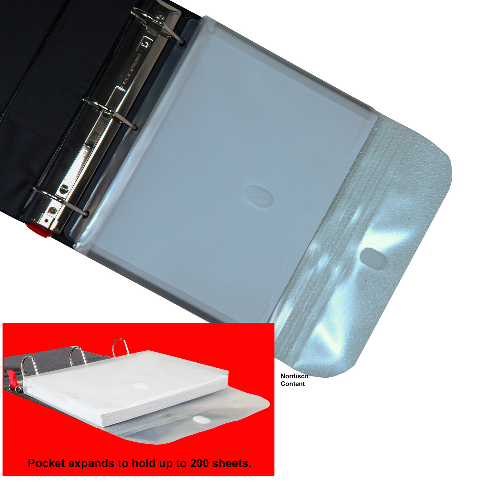 Binder Pocket With Hook & Loop Closure, For 8.5 x 11″ Documents, Pack of 10