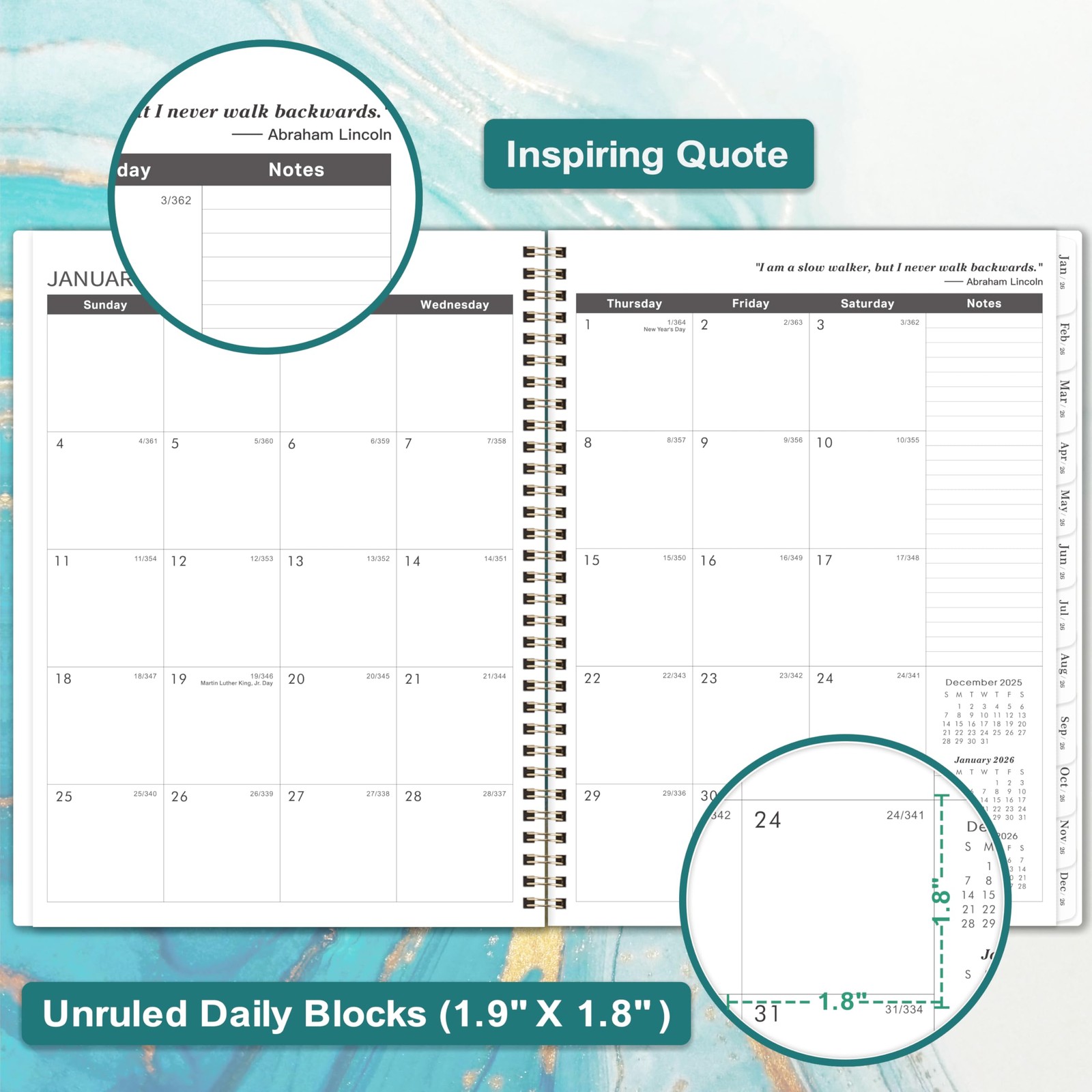 2026-2027 Monthly Planner – Jan. 2026 to Dec. 2027, 9″ x 11″, Spiral Bound Wi…
