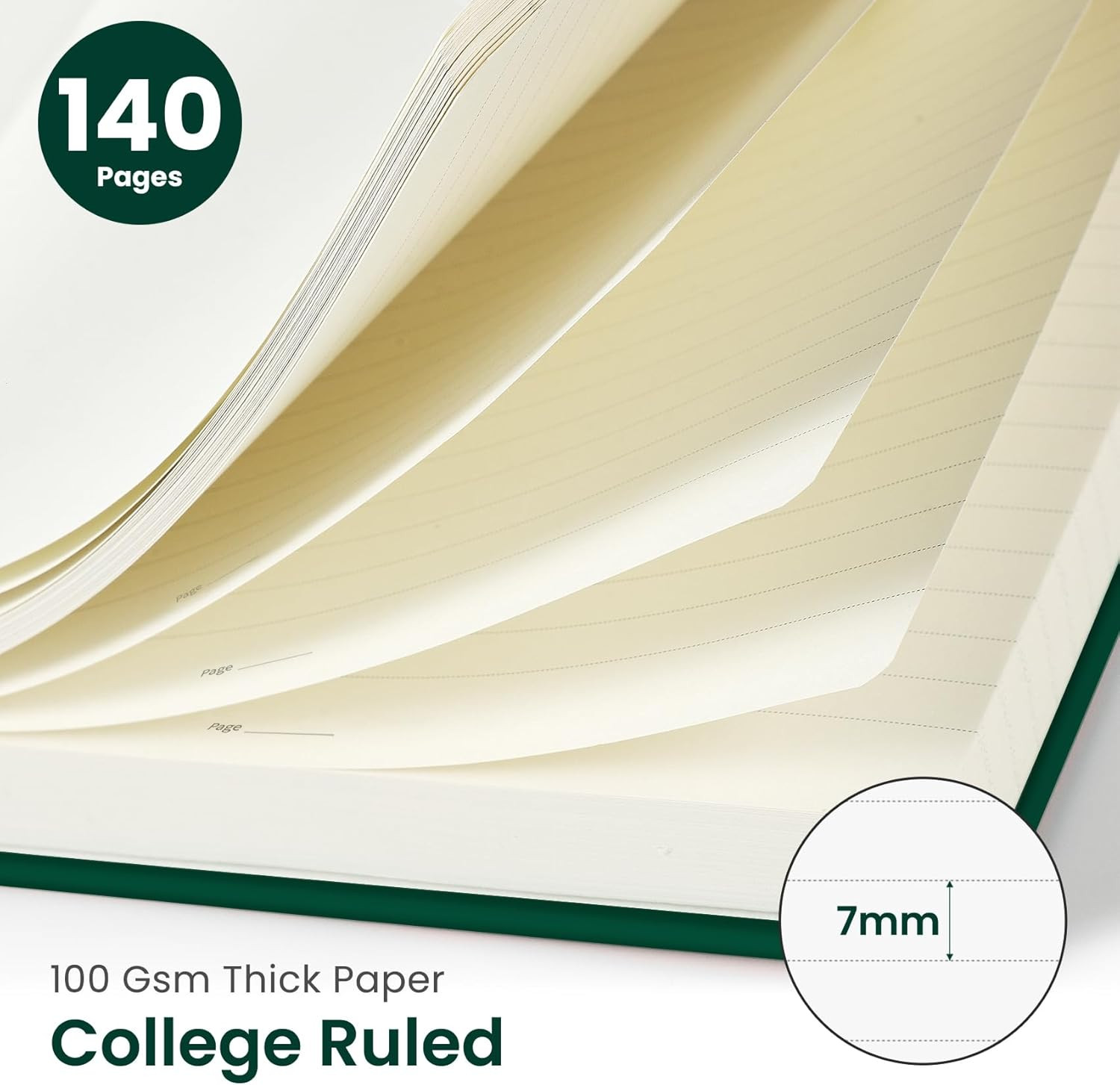 Lined Spiral Journal Notebook for Women & Men, 140 Pages, College Ruled Hardcove