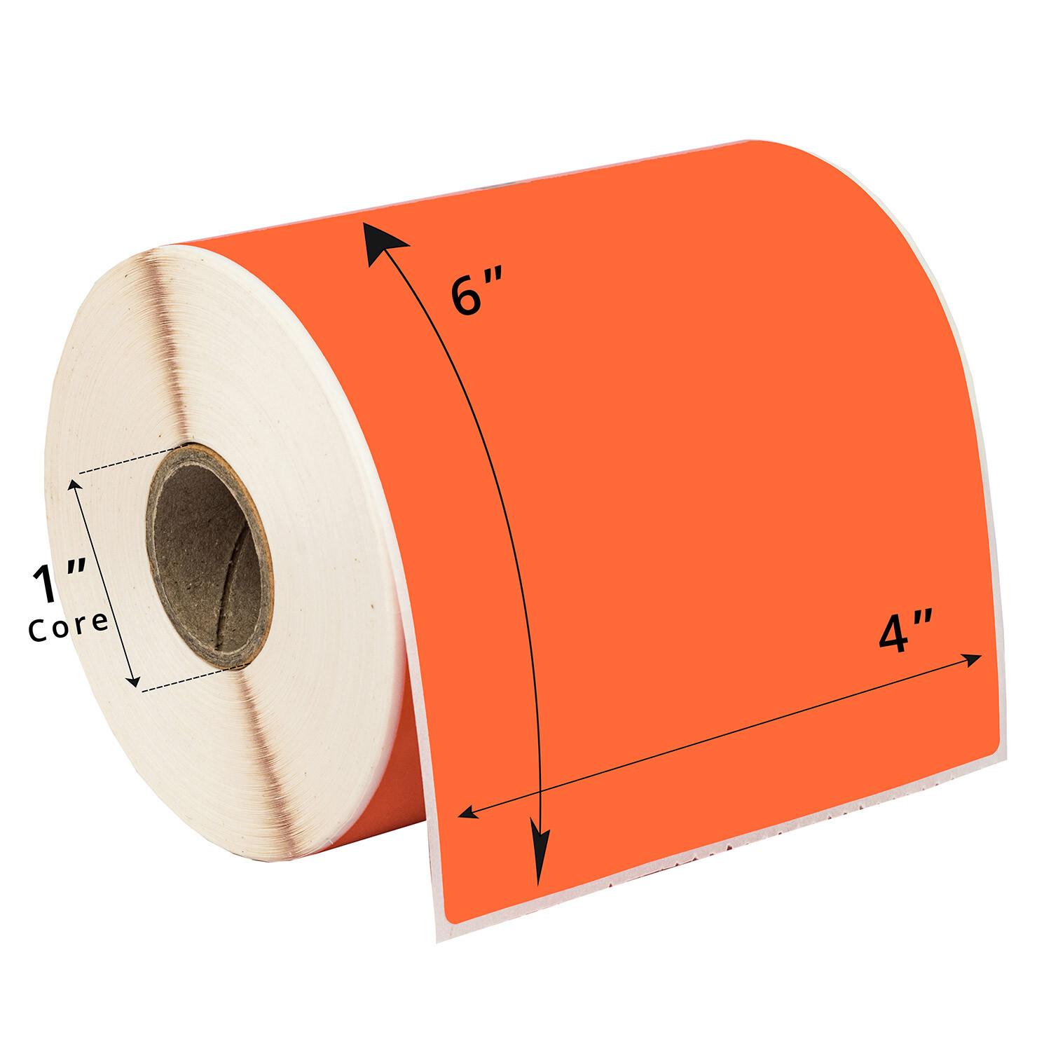 ZEBRA 4×6 COLOR (4″ x 6″) ORANGE Direct Thermal Labels – 1″ Core – (6) Rolls/250