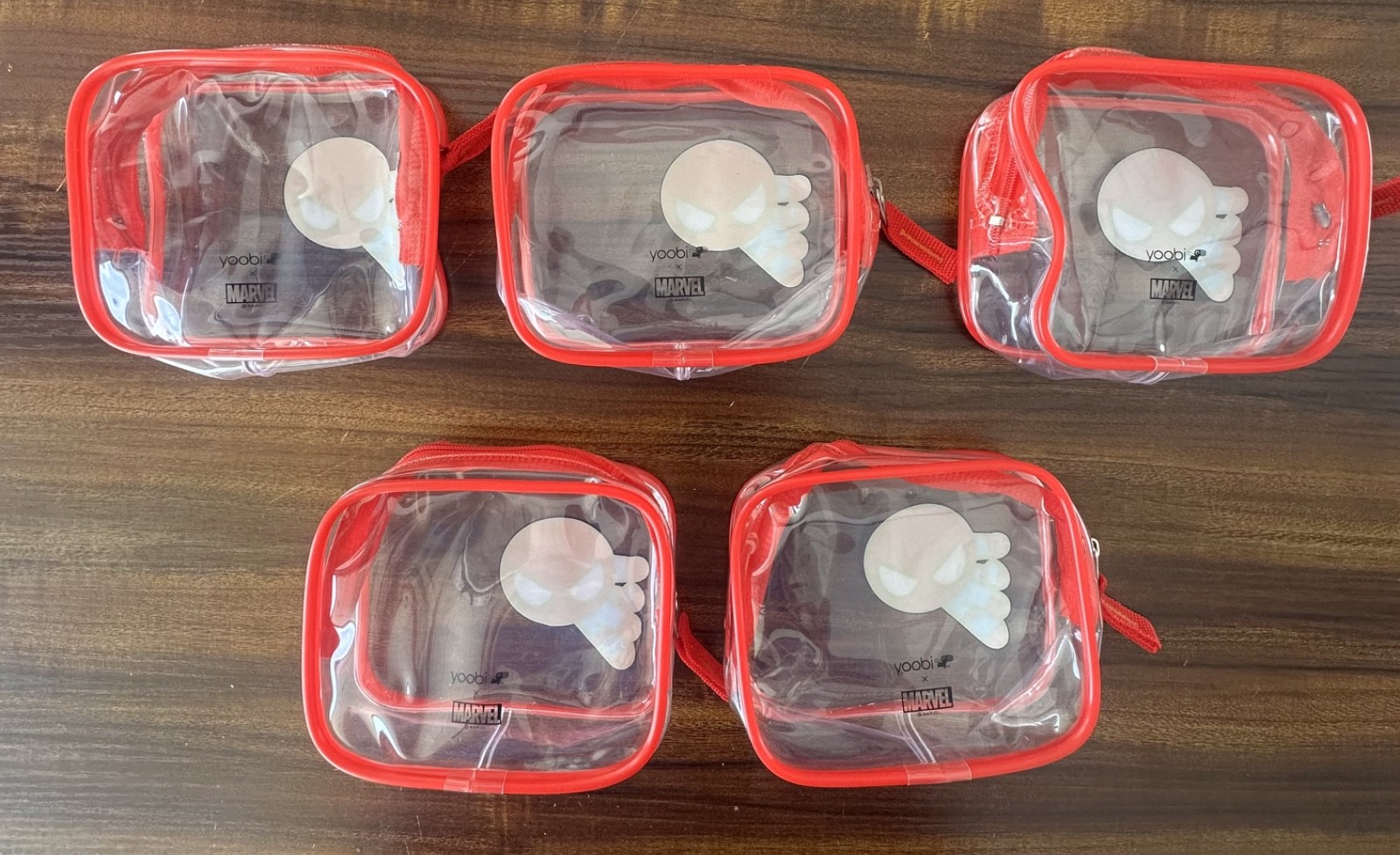 5pk Yoobi x Marvel Spiderman Clear Accessory School Zippered Case