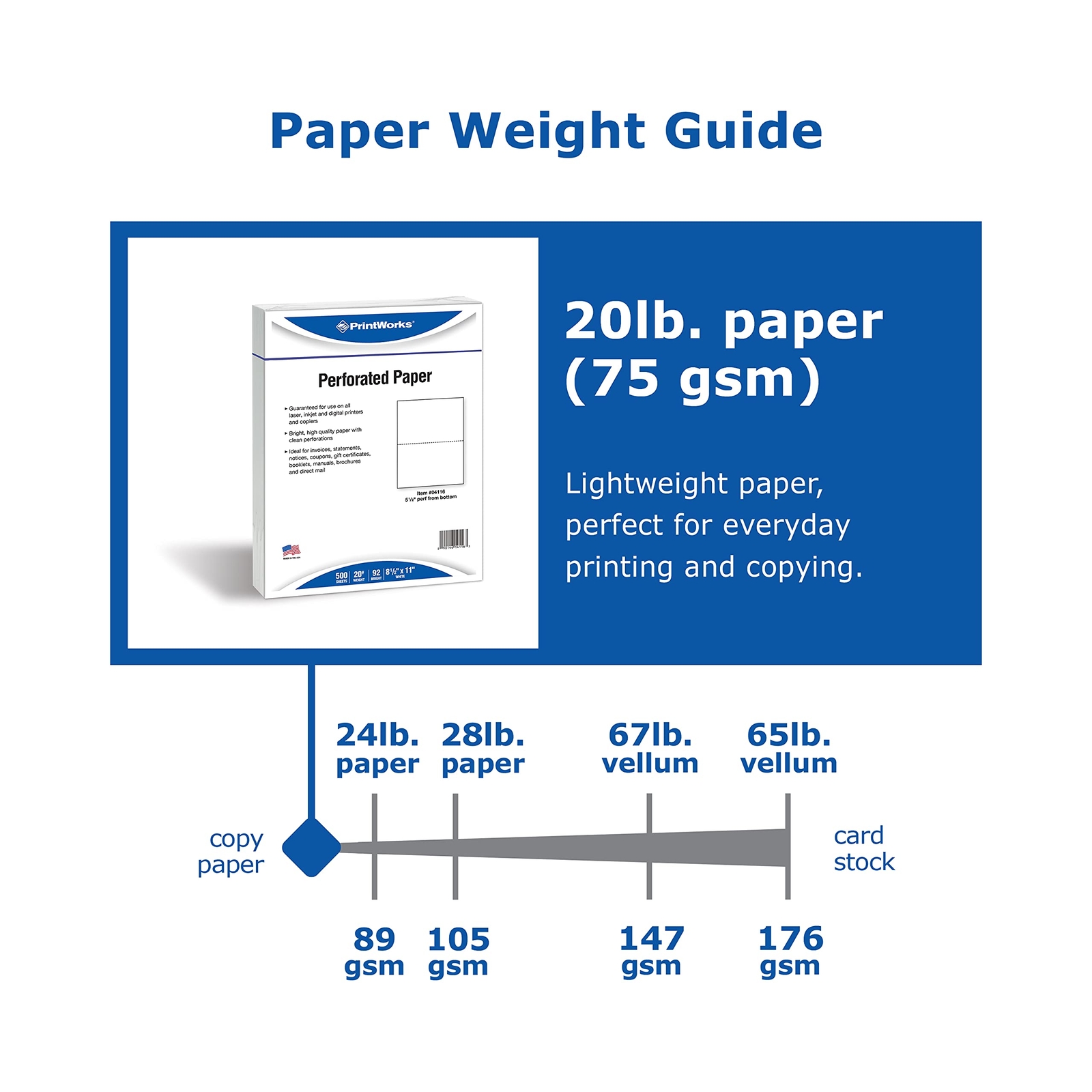 Professional Perforated Paper 500 Sheets 2 Part Perf for Business Office