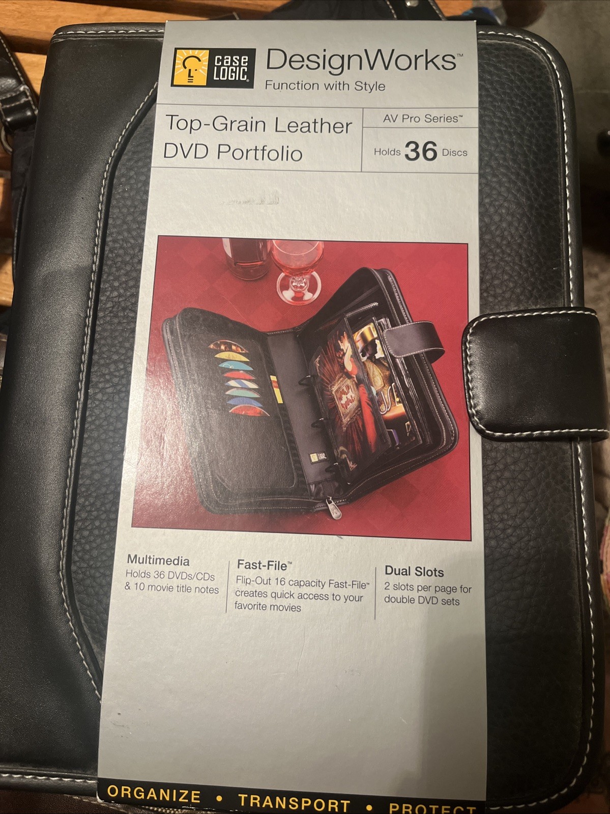 Top Grain Leather DVD Portfolio Binder with Zipper Closure