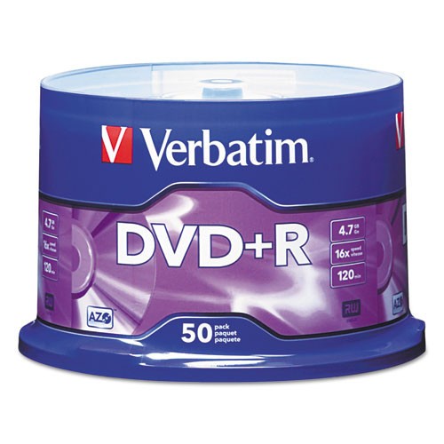 Verbatim 95037 4.7 GB 16x DVD R Recordable Disc – Matte Silver (50/Pack) New