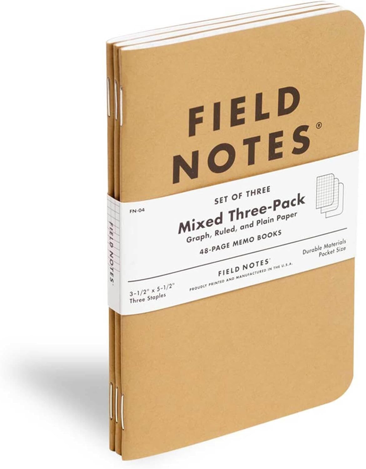 Field Notes: Original Kraft 3-Pack – Mixed Paper (1 Graph/Grid, 1 Ruled/Lined, 1