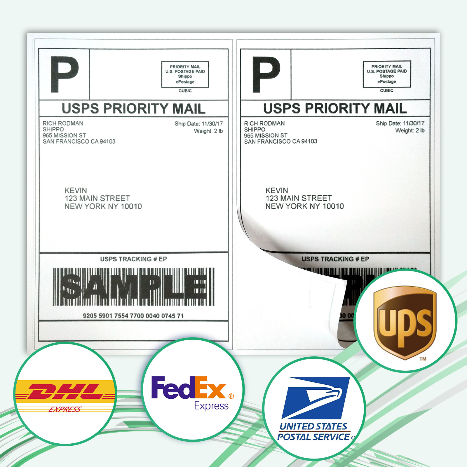 220-11000 Shipping Labels 8.5″x5.5″ Half Sheets Blank Self Adhesive 2 Per Sheet
