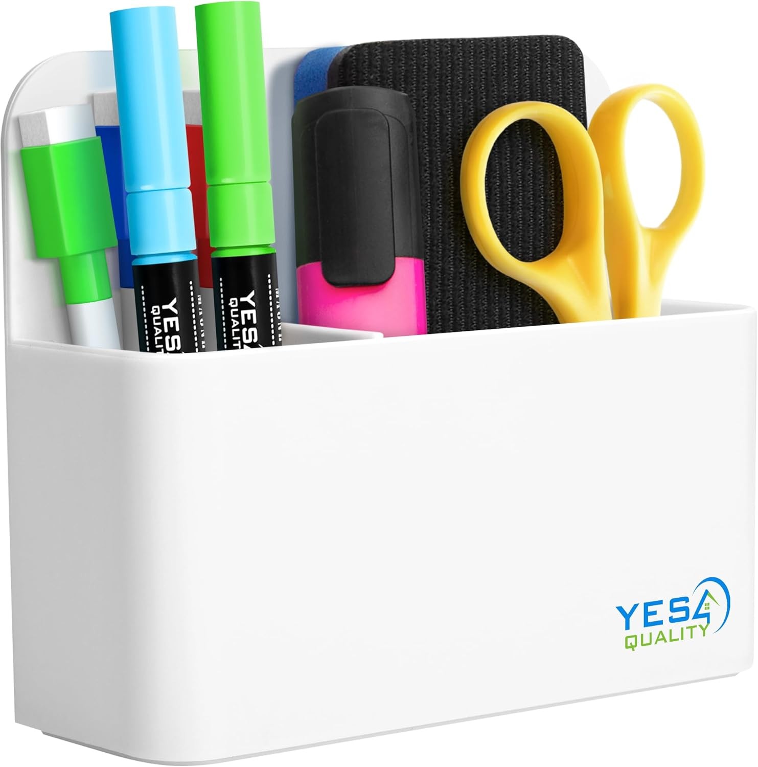 YES4QUALITY Magnetic Pen Holder with Strong Back & 2 White