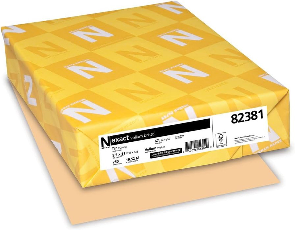 Exact Vellum Bristol, 8.5″ X 11″, 67 Lb/147 GSM, Tan, 250 Sheets (82381)