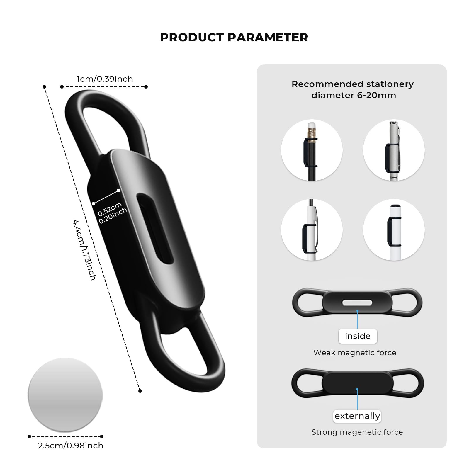 DGMDGS 10 Pack Magnetic Pen Holder for Refrigerator, Adjustable Pen Pencil Ho…