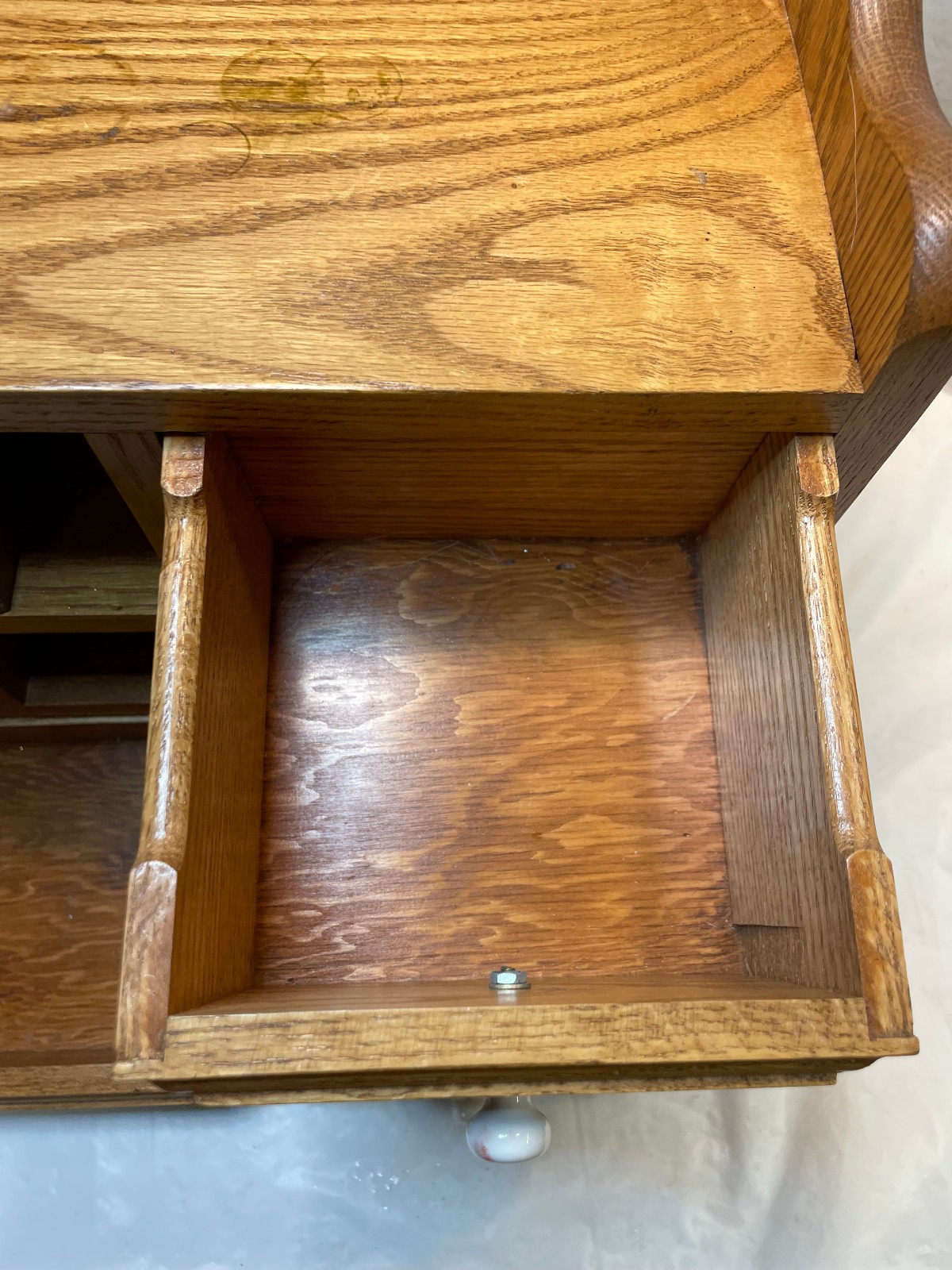 Vintage Oak Wood Office Desk Organizer Mail Letter Holder Executive 18 x 16 x 7