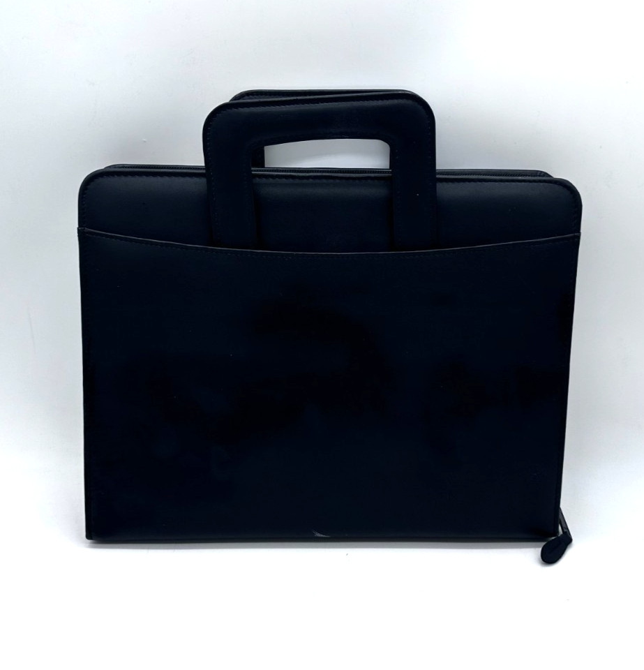 VTG Black Leather Zippered Entrepreneur Edition Day Runner with Handles 1988