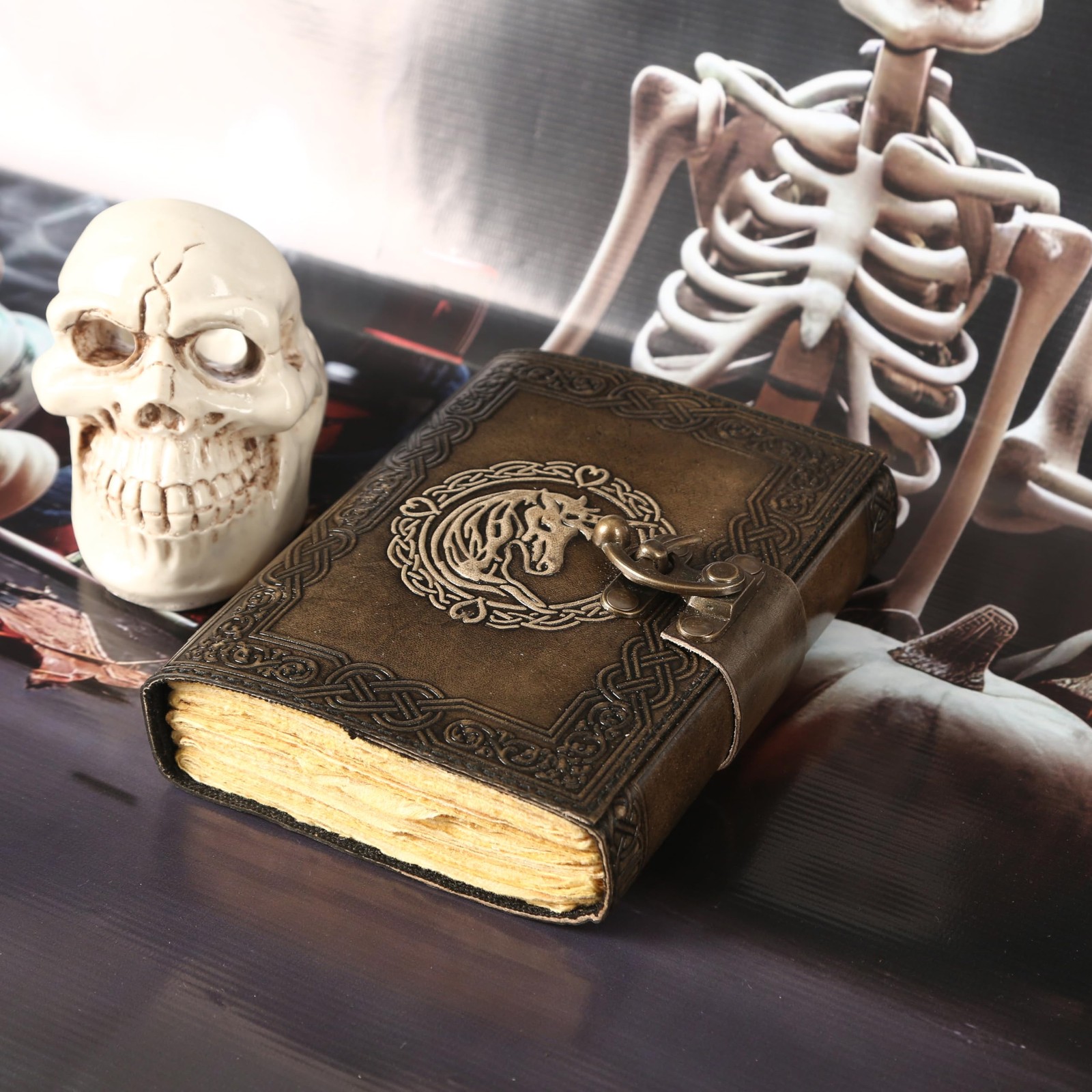 Unicorn Leather Journal Sketchbook Notebook with Lock for Men Women Dnd Trave…