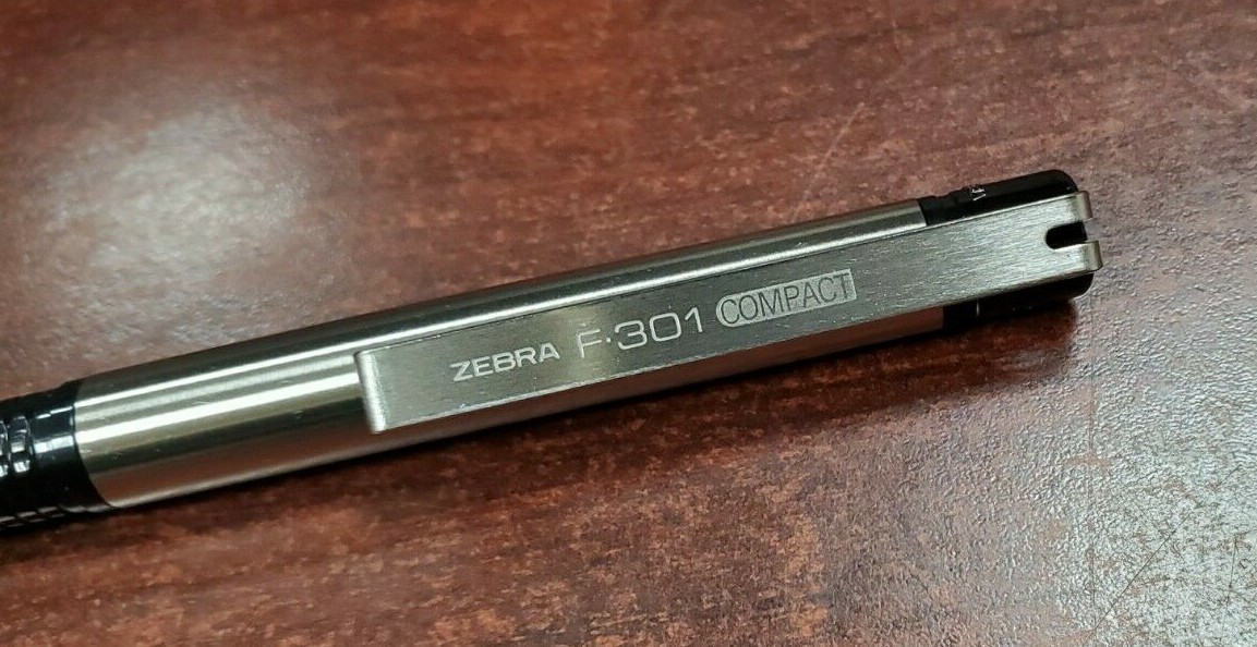 2 Zebra F301 Compact Capped Ballpoint Stainless Steel Retractable Pen Fine Point