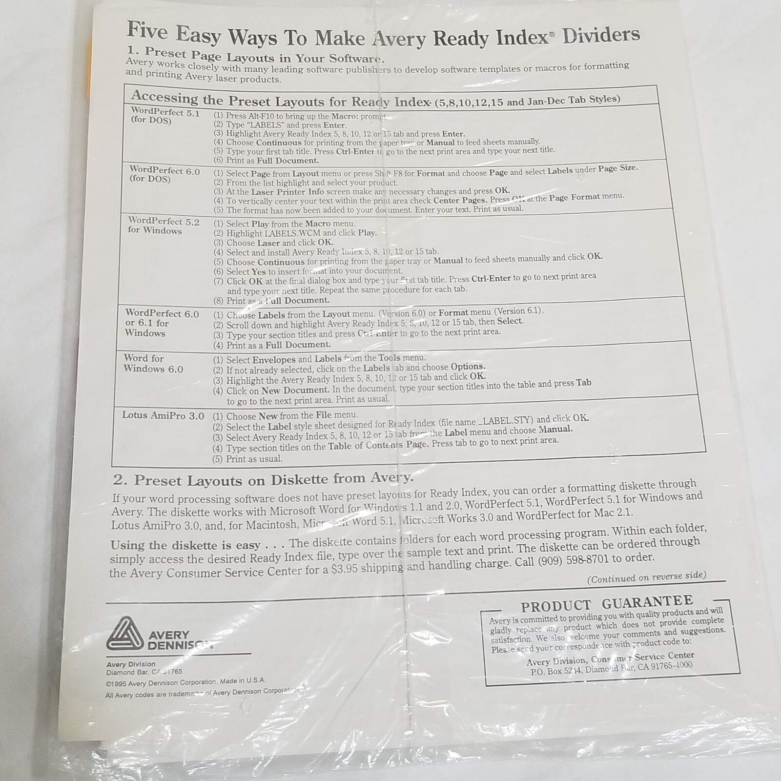 NEW Avery Ready Index Dividers for Laser Inkjet Printer Typewriters 8 Tabs 11133