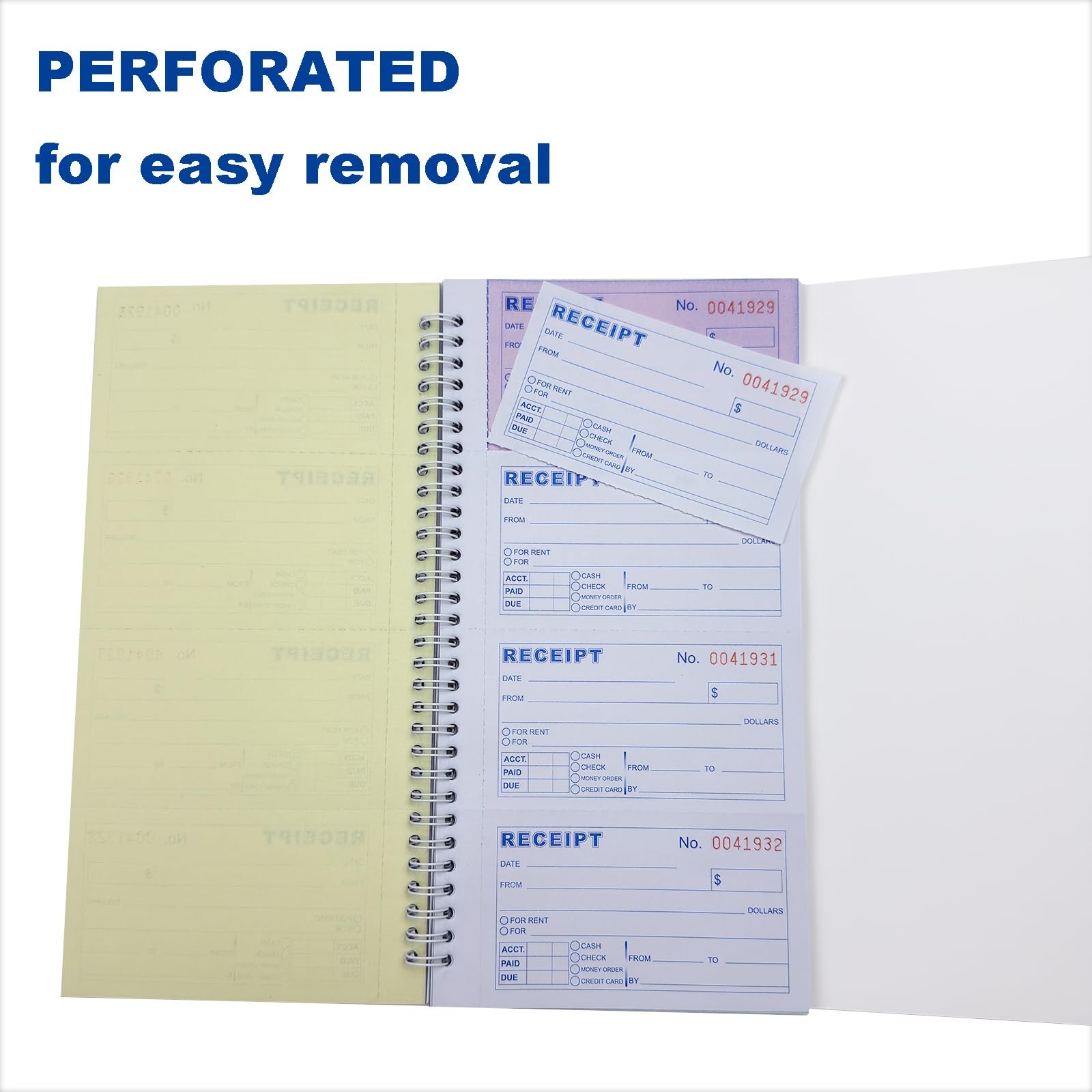 1 PCS Money Rent Receipt Book 3Part Carbonless 51/2×11 Inch 100 Sets