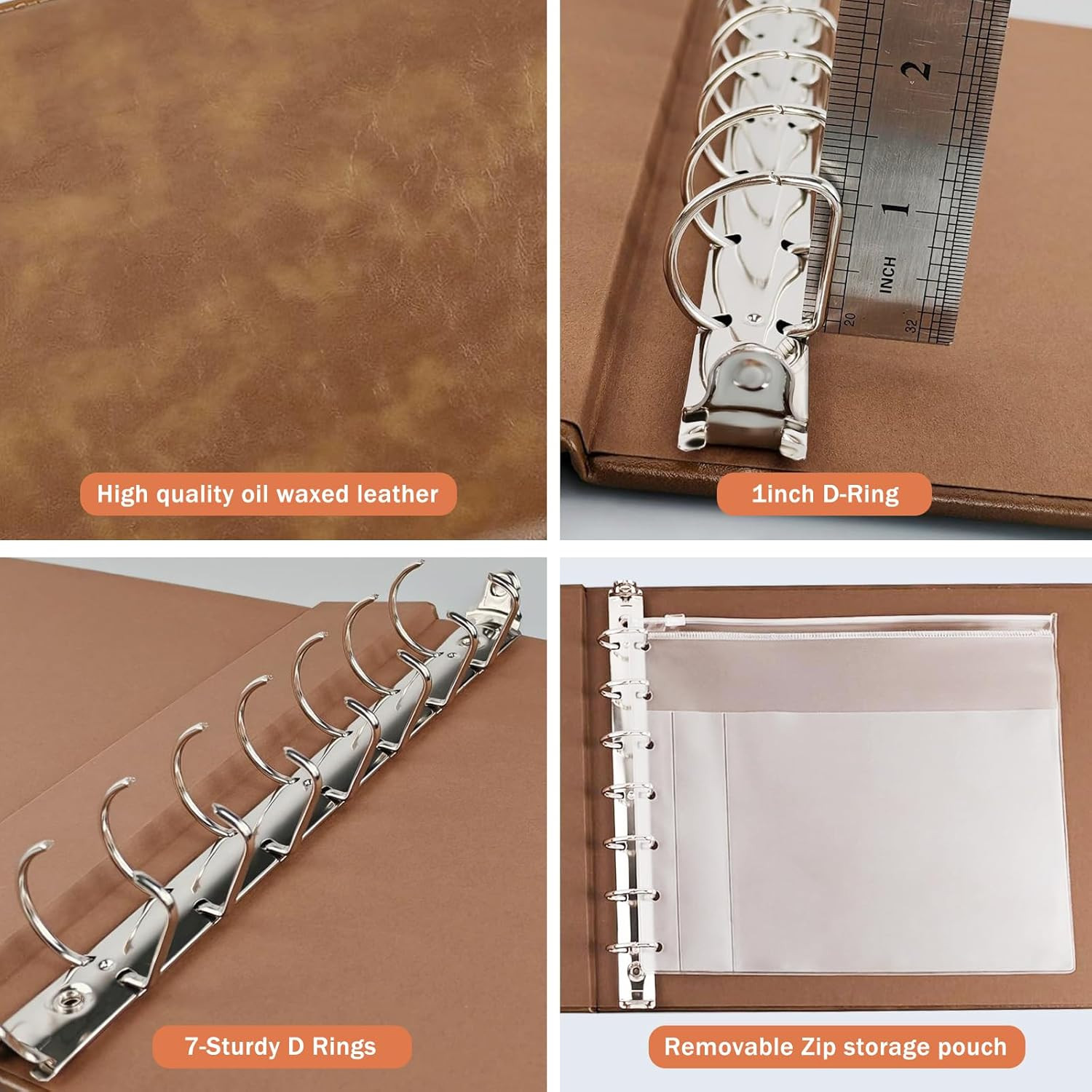 7 Ring Business Checkbook Binder 600 Checks Capacity,Pu Leather Cover，9X13 Inch