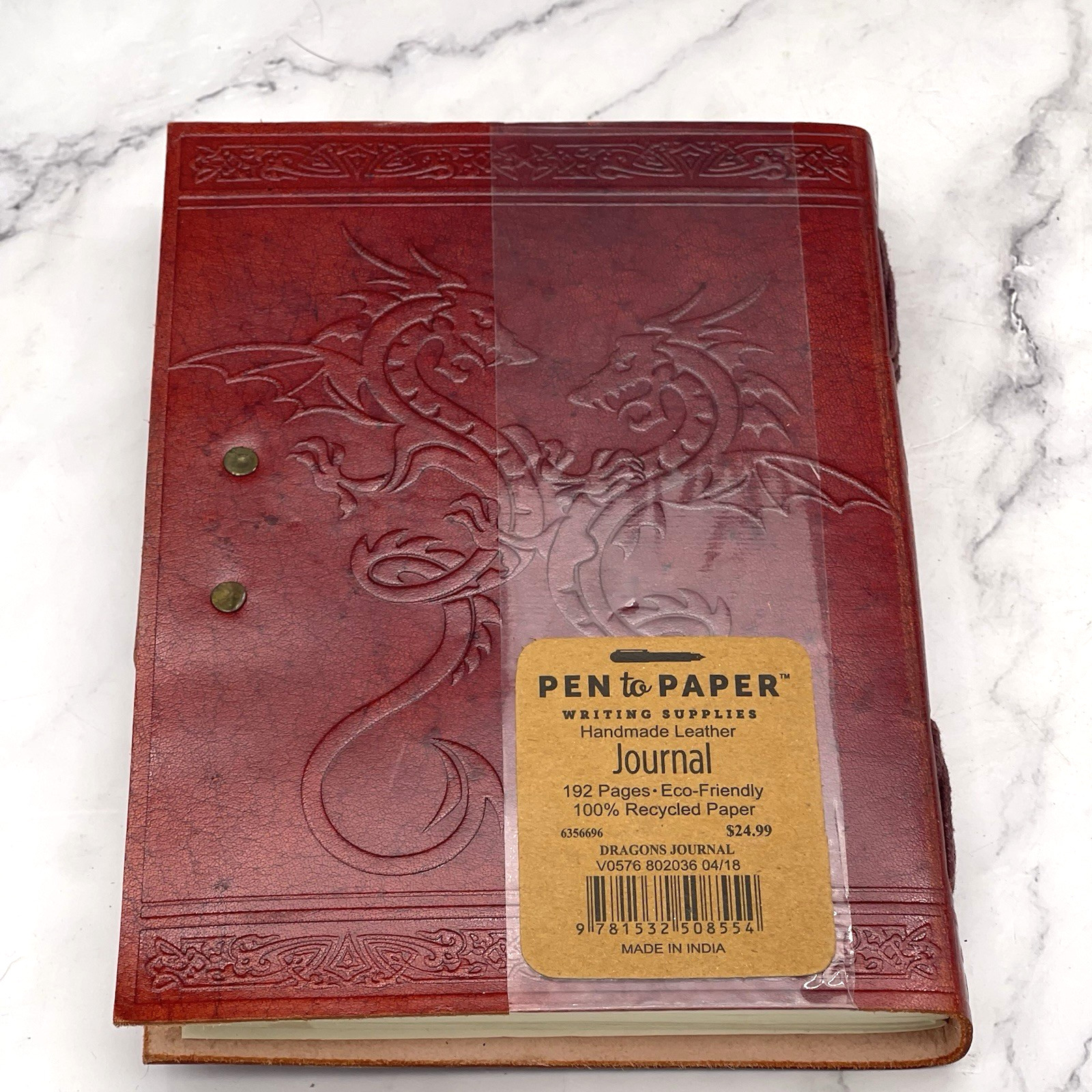 Handmade Leather Double Dragon Journal Writing Notebook Diary with Brass Closure
