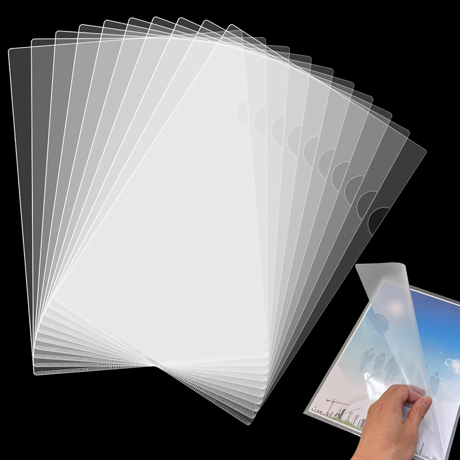 10 Pack Clear Document Folder, L-Type Plastic File Clear Folders Letter Size, Pr