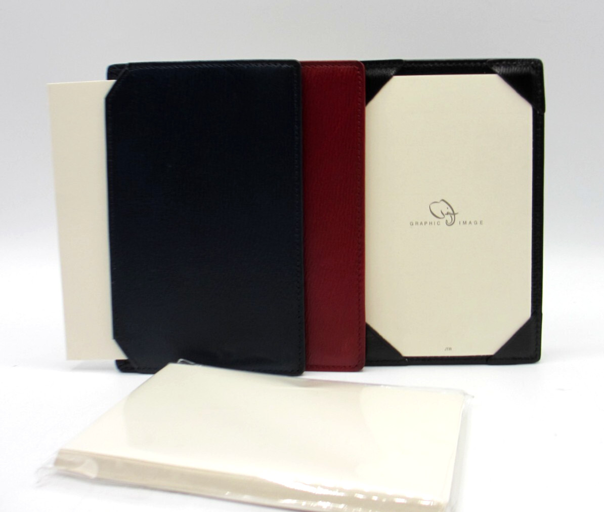 Jotter Leather 3×5″ Personal Pocket Refillable 24 Cards Graphic Image BLACK