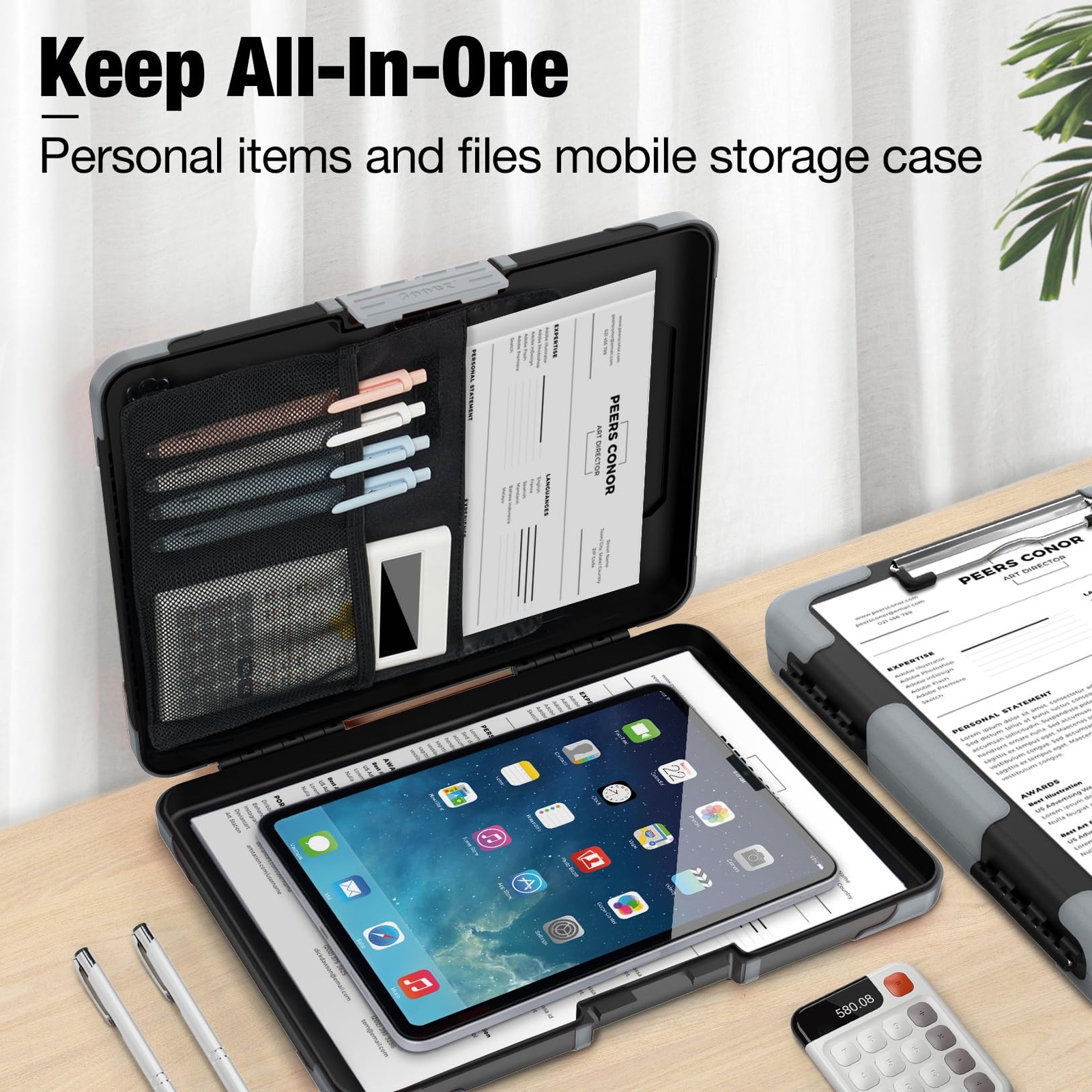 Sooez Toughest Clipboard with Storage, Internal Pen Pouch Black + Gray Corner