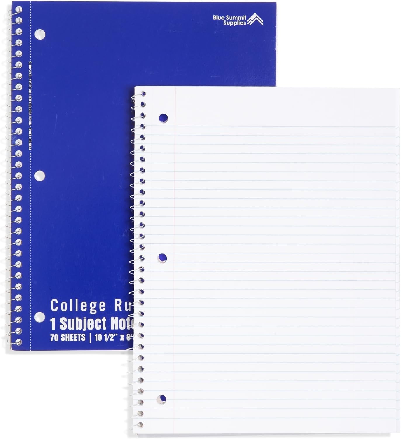 Blue Summit Spiral Notebooks Bulk, One Subject, College Ruled, 12 Pack