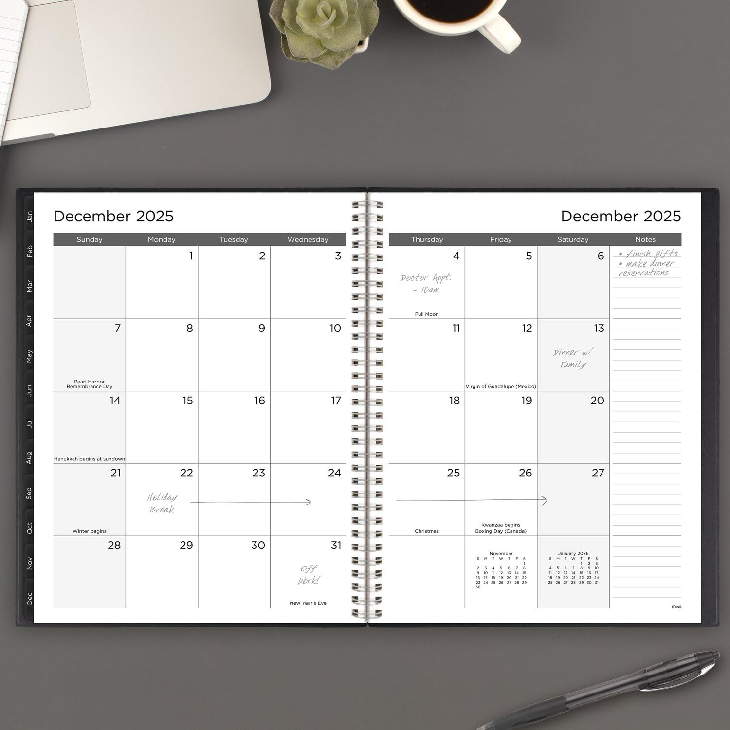 Mead 2025 Planner, Weekly & Monthly, 15-Month, 8-1/2″ x 8.5″ x 11″, Black