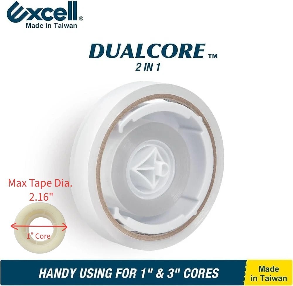 Excell Premium Dual-Core Desk Tape Dispenser Weighted Base 1″ & 3″ Core No Tape