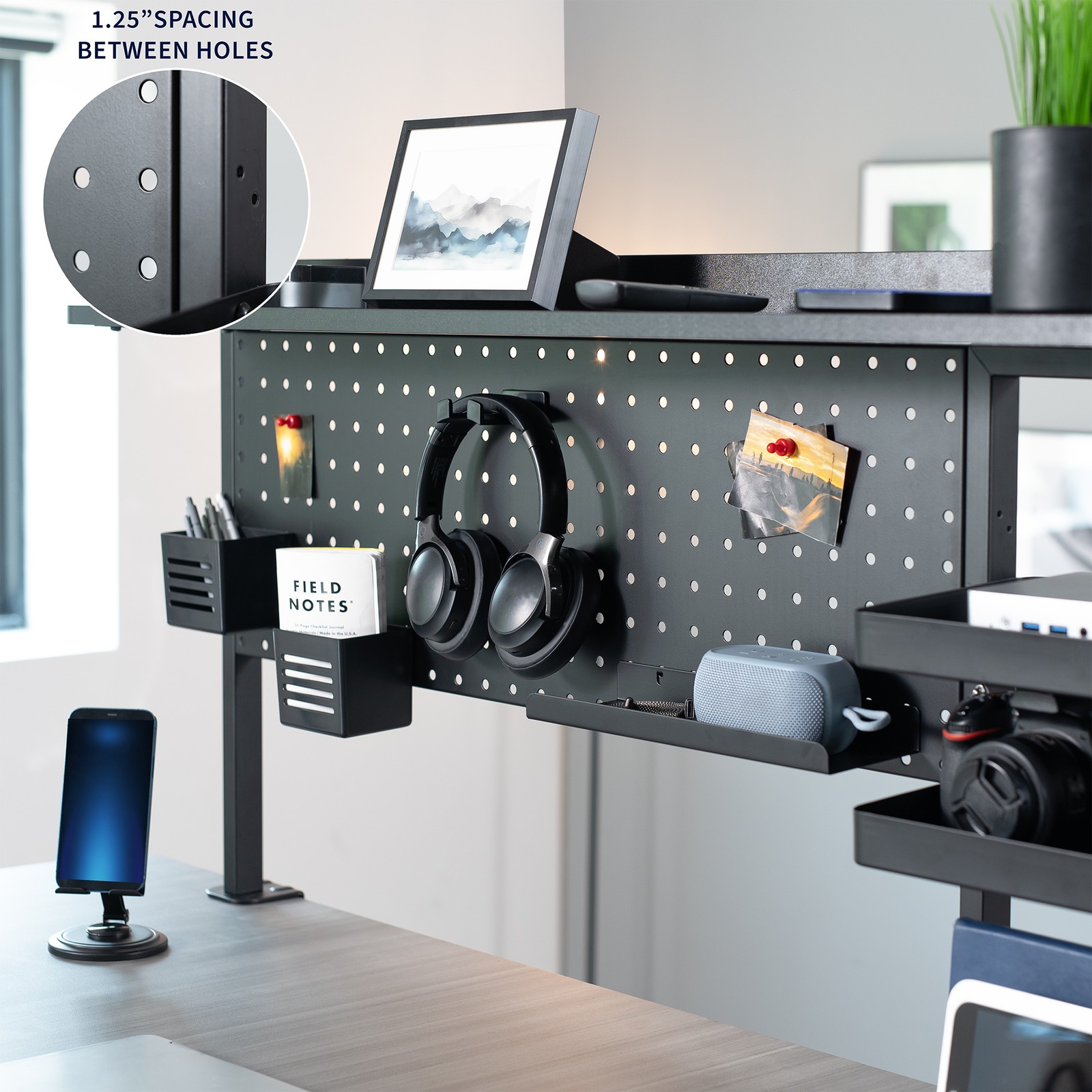 VIVO Black Steel Clamp-on 46″ Multi-Purpose Pegboard Organizer