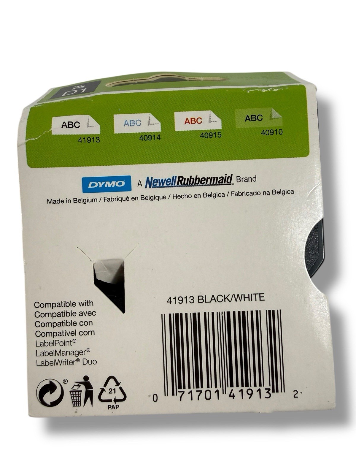 DYMO D1 High-Performance Polyester Removable Label Tape 3/8″ x 23 ft Black