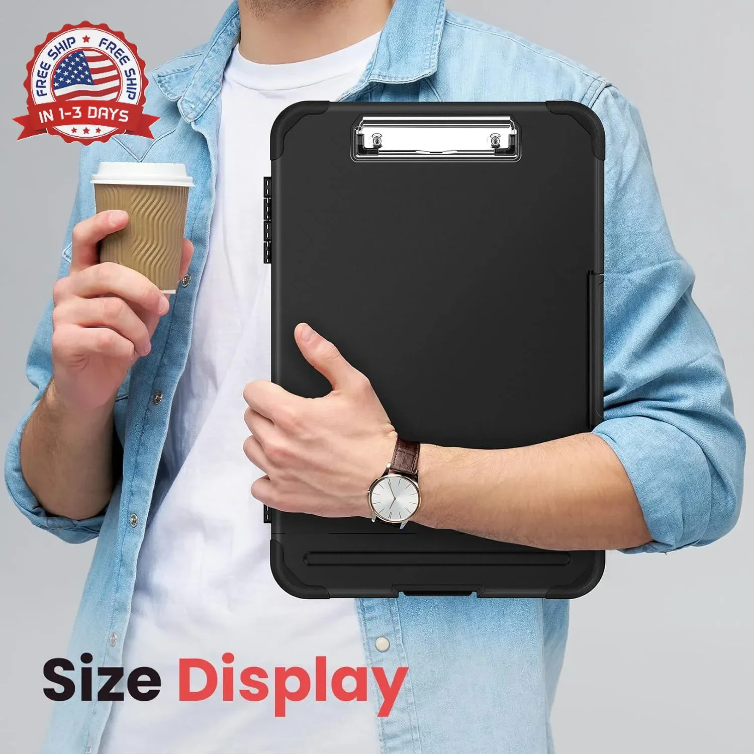 Sooez Reinforced Clipboard with Storage, Inner Plastic Folder Attached, Heavy Du
