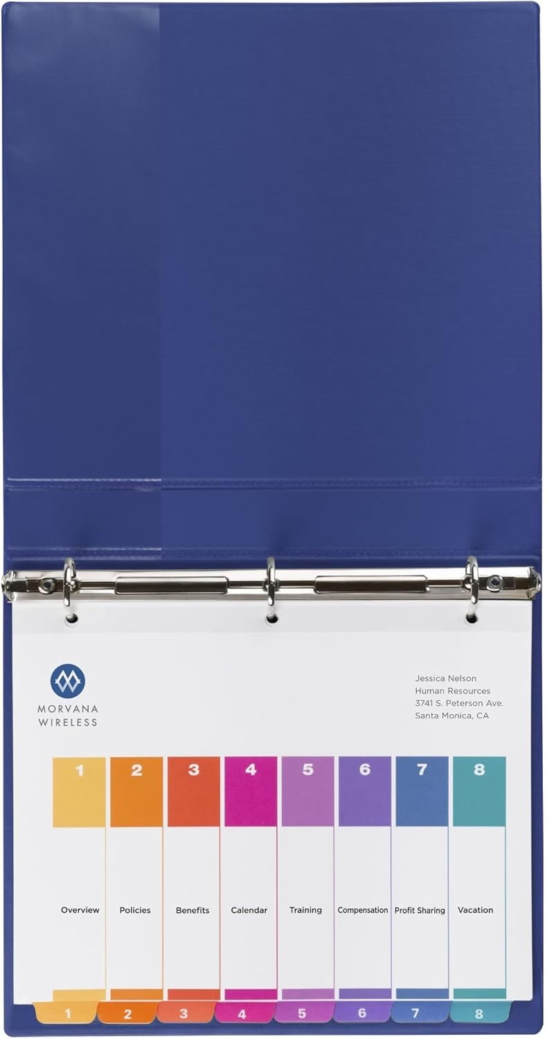 Avery 11186 Table of Contents Dividers 8-Tab Multicolor 6-Sets