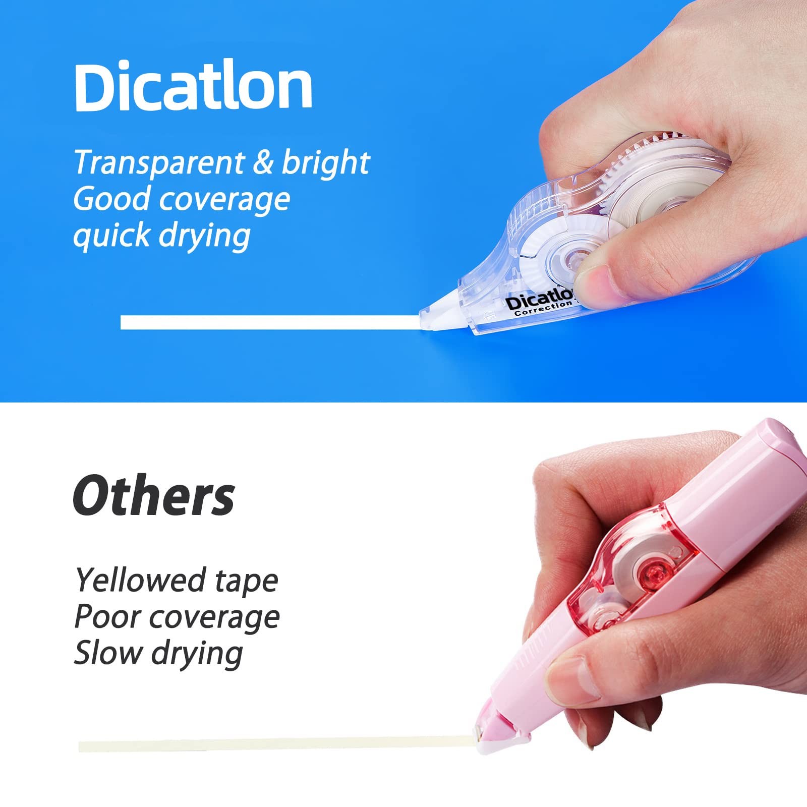 White Correction Tape 10 Pack, Easy Use Roller Applicator, Instant Dry, Jam F…