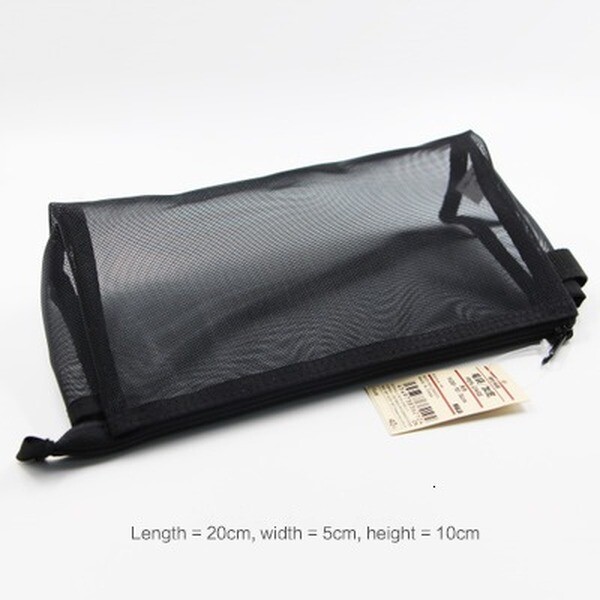 MUJI transparent Mesh Pencil BOX Office Student Pencil Case Nylon School Penbag