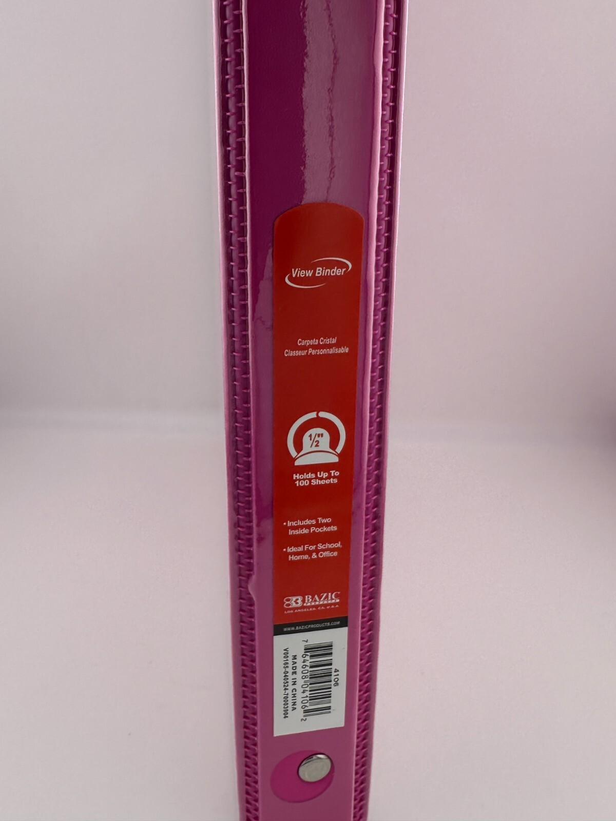 BAZIC 1/2″ Fuchsia Pink 3-Ring Binders w/ 2 Pockets Organize in Style