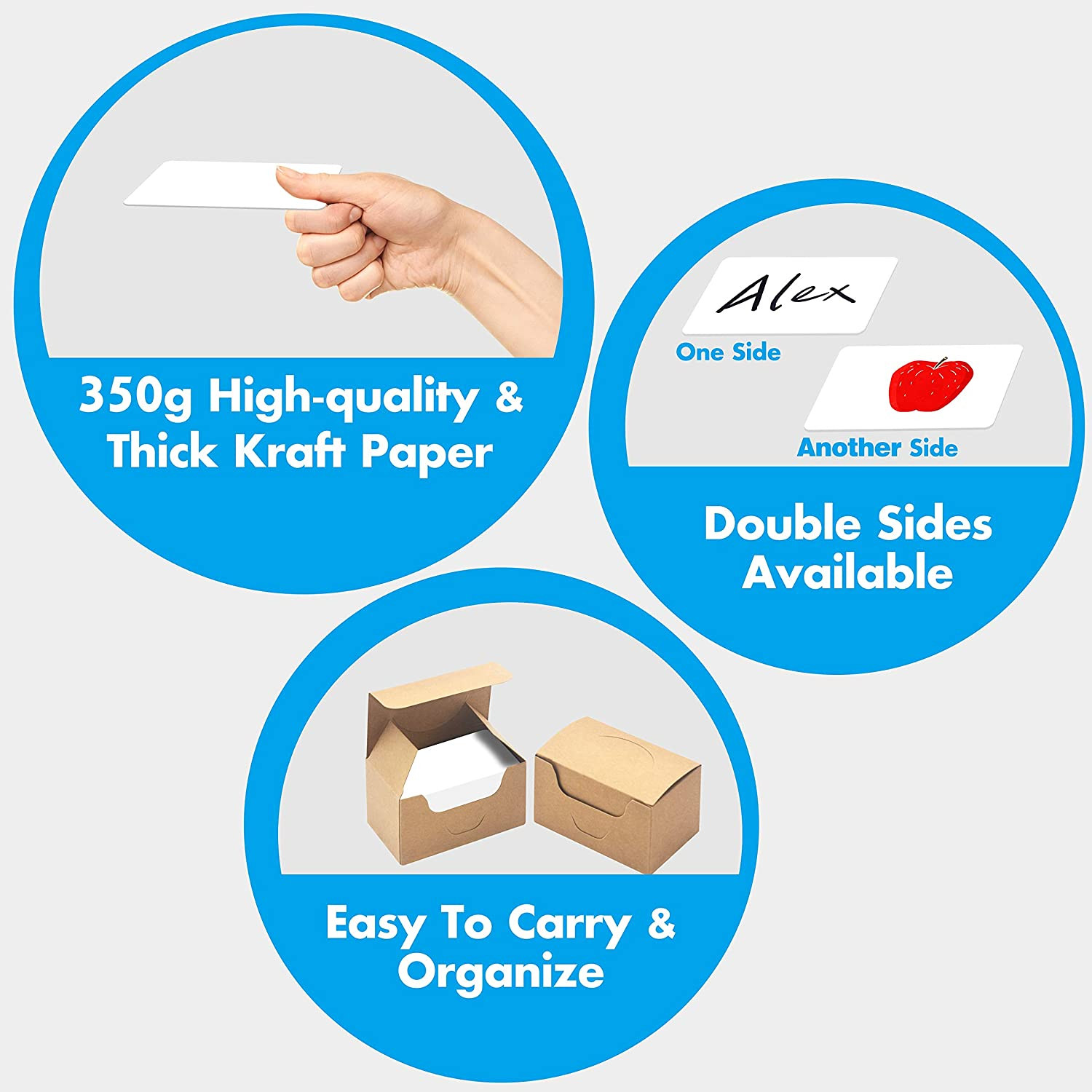 200 PCs Blank White Kraft Paper Round Corner Flash Word Message Gift Index Card