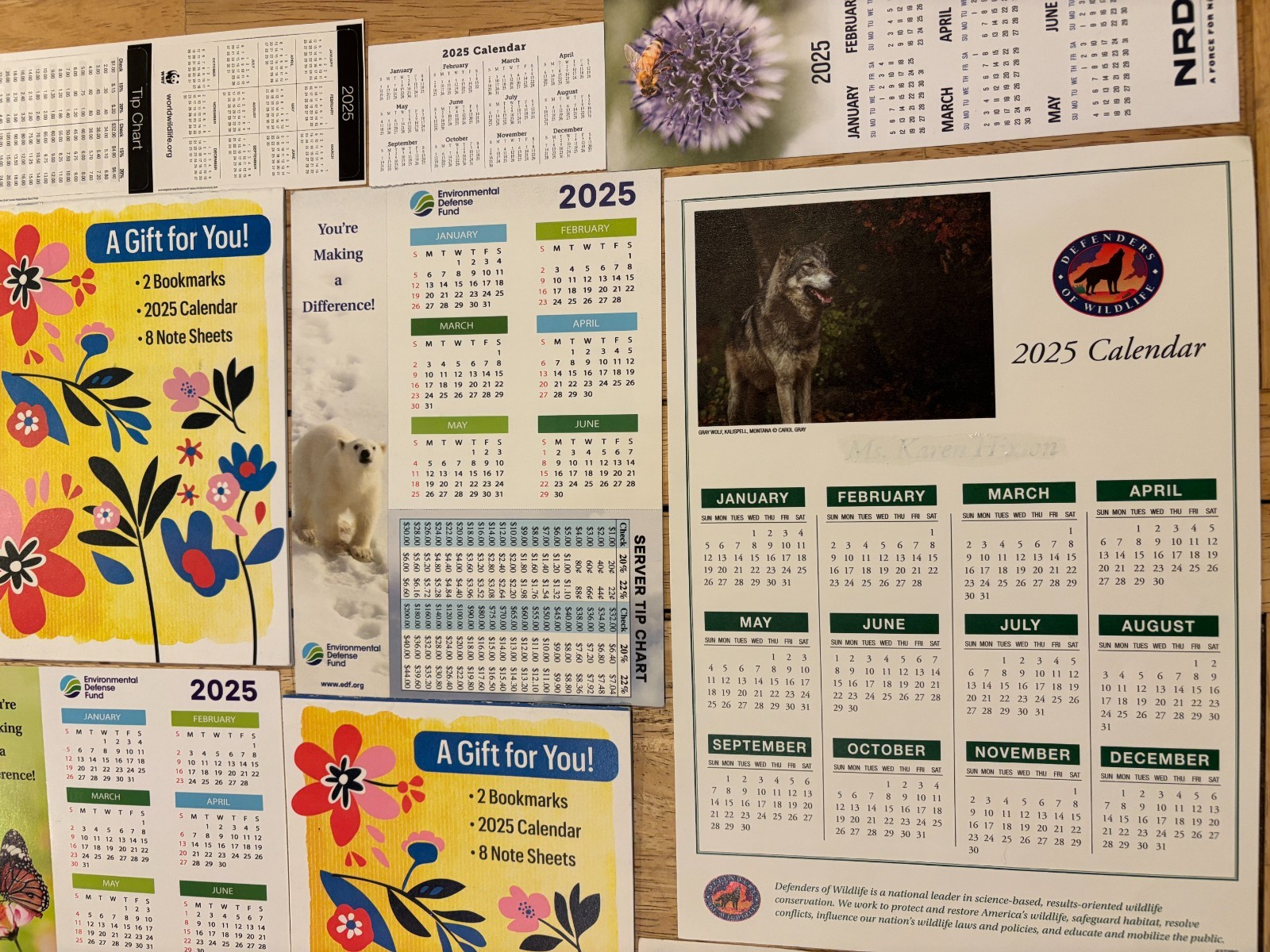 Pocket Calendars & Cards – Lot of 14 – 2025 – 12-Months – Various Charities