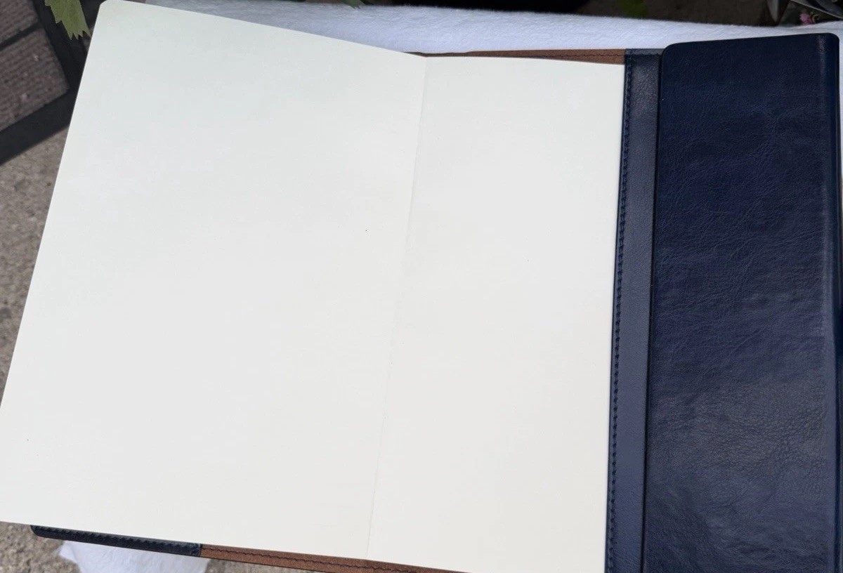 Navy Blue Refillable Faux Leather Portfolio Missing Pen Journaling