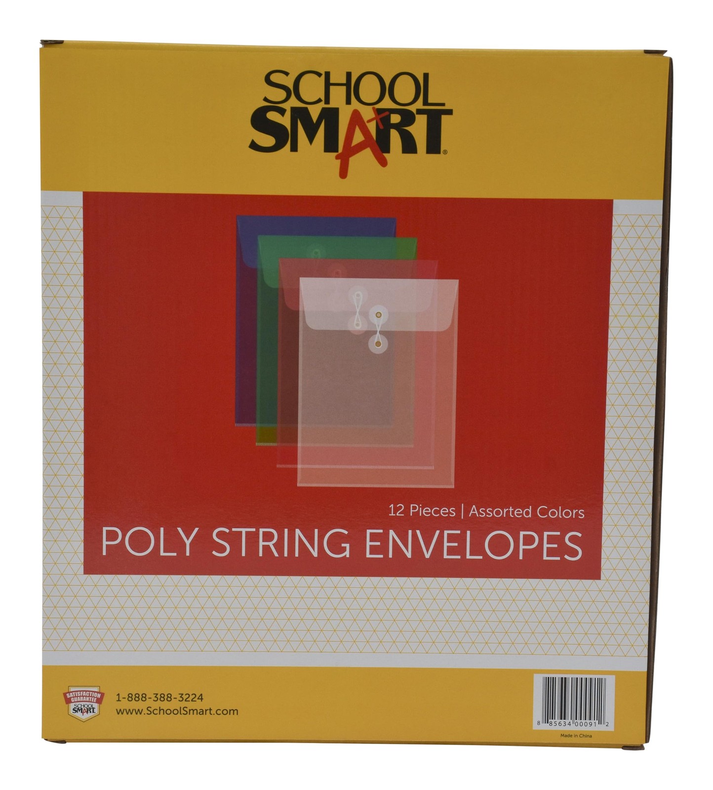 Poly String Envelopes, Letter Size, Top Load, Assorted Colors, Pack of 12