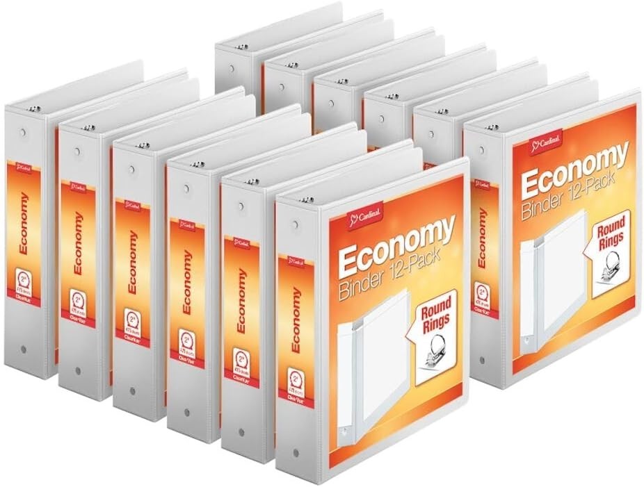 Economy 3-Ring Binders, 2″, Round Rings, Holds 475 Sheets, ClearVue Presentat…