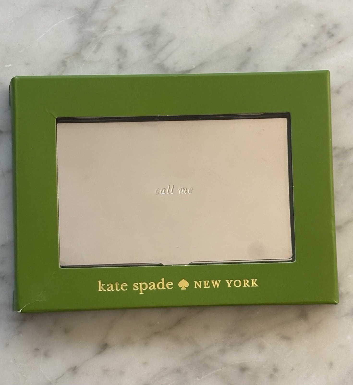 KATE SPADE New York Silver Lenox “Call Me” Business Card Case Brand New