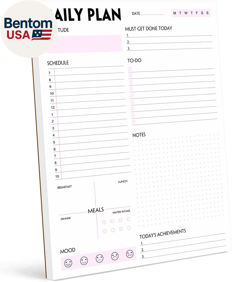 Daily Planner Notepad – Tear-Off Daily Planning Pad, Organizer with to Do Lists,