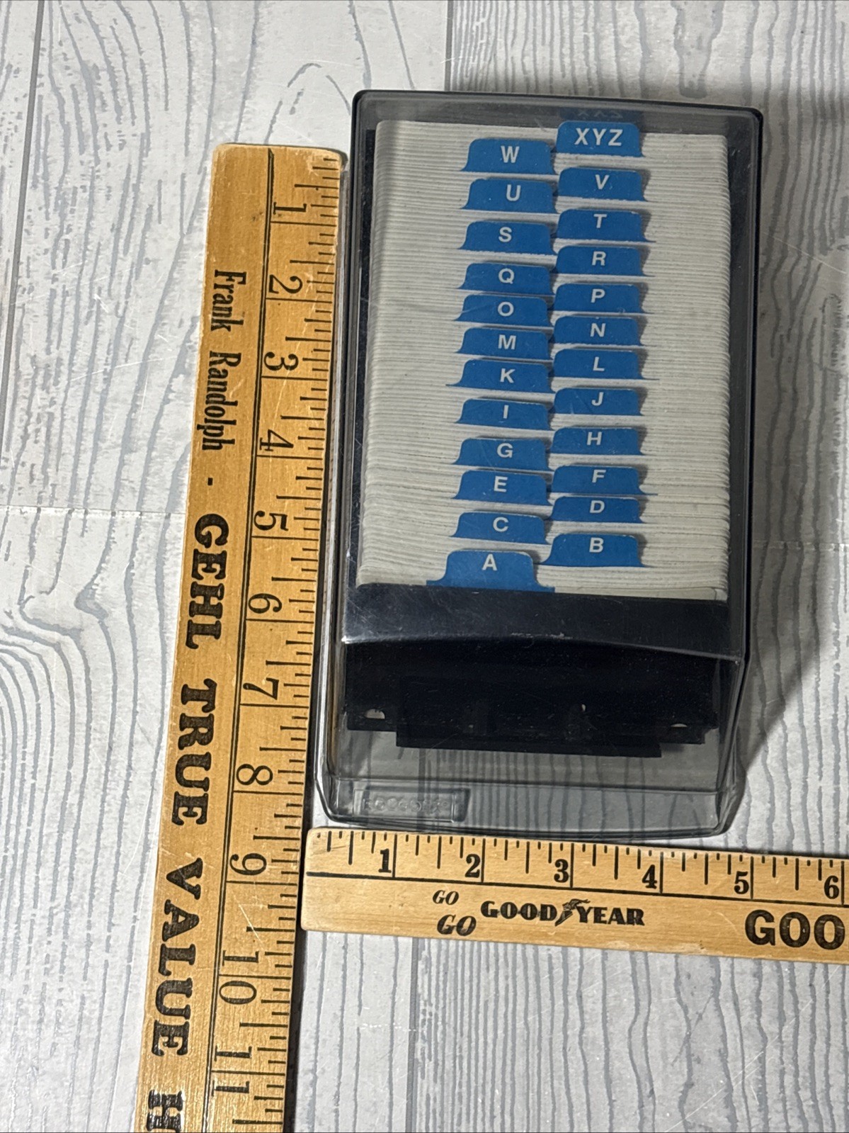 Vintage Rolodex VIP-24C Covered Card File Black Smoke Index Box A-Z Tabs USA