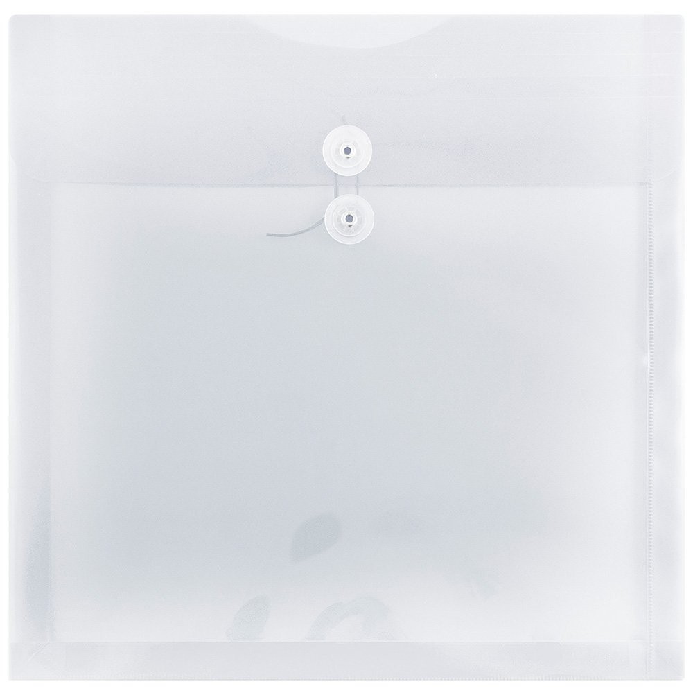 Jam Paper Plastic Envelopes Button String Tie Closure – Large Square – 13 X 13