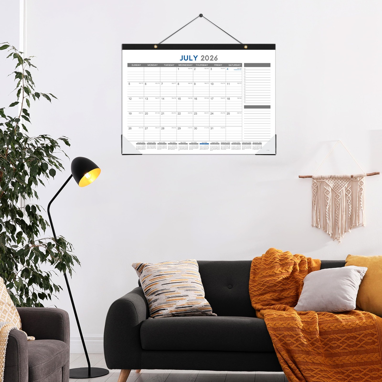 2026-2027 Desk Calendar – July 2026 – Dec 2027, 18 Months 17″ x 12″, black