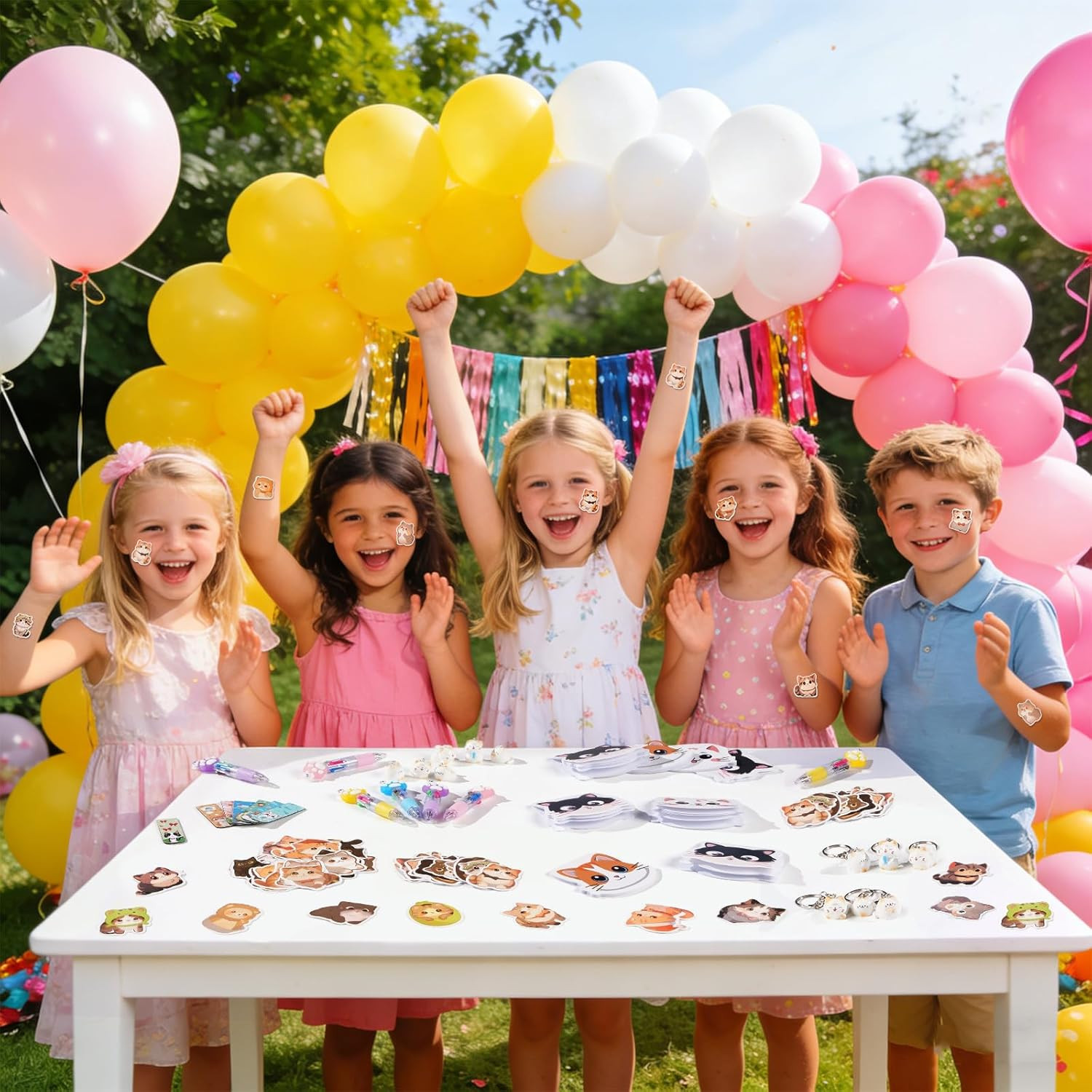 110 Pcs Cat Party Favors Set Return Gifts Bulk Cat Birthday Decorations for Kids
