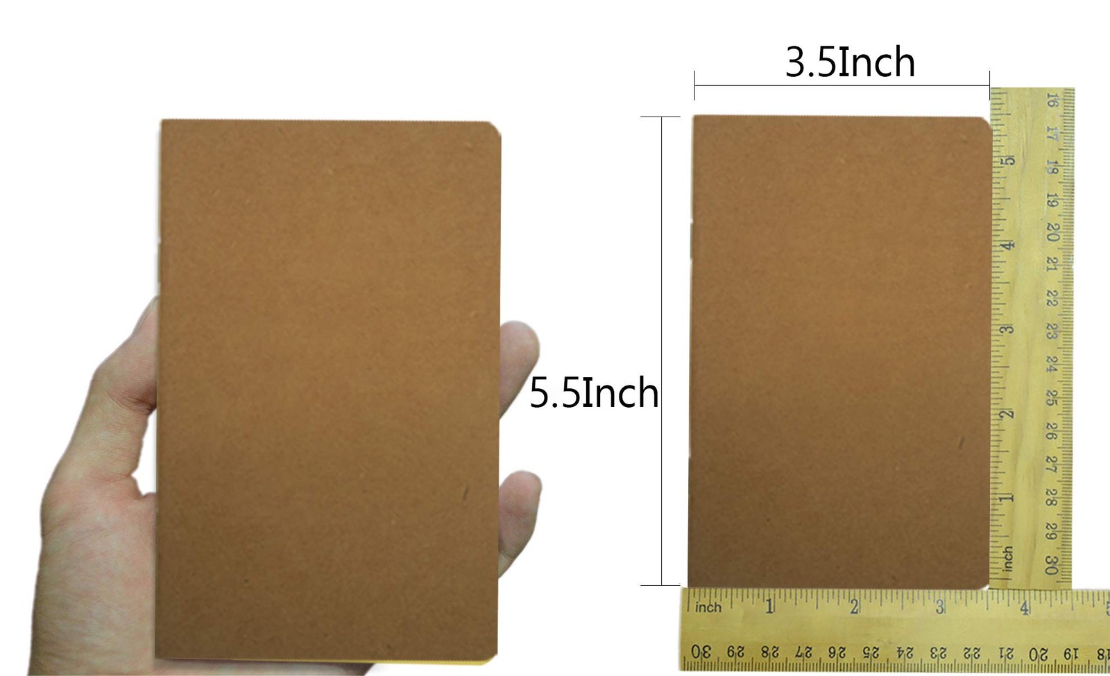 Yansanido 12 Pcs 5.5 Inch X 3.5 Inch Brown Cover Pocket Notebook 32 Sheets (64