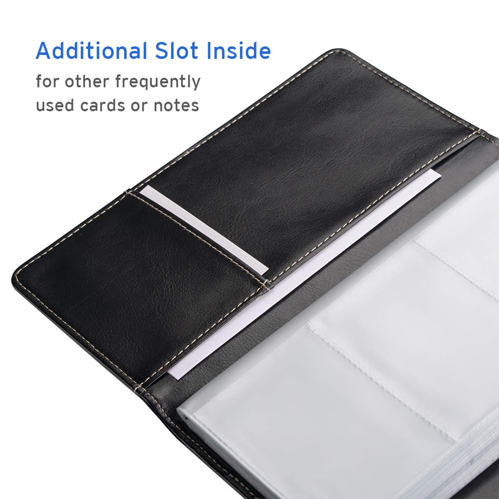 Sooez Leather Professional Business Card Book Holder 7.7″x 4.5″, Black