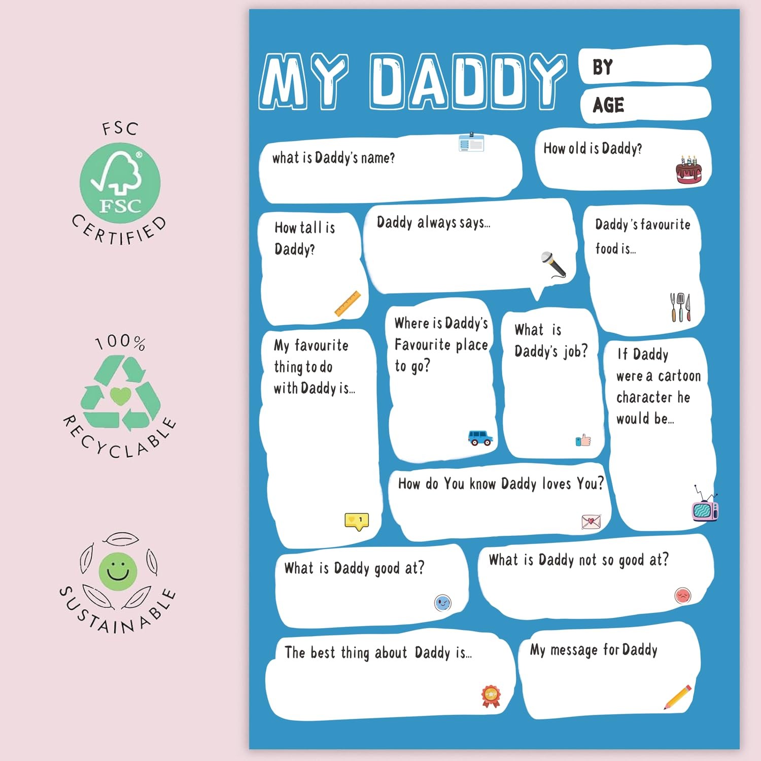 Fathers Day Card Gifts Cute Daddy Birthday Greeting Card Unique Men Present